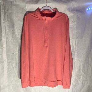 MATTE GREY orange-pink half zip long sleeve knit sweat shirt 2XL
